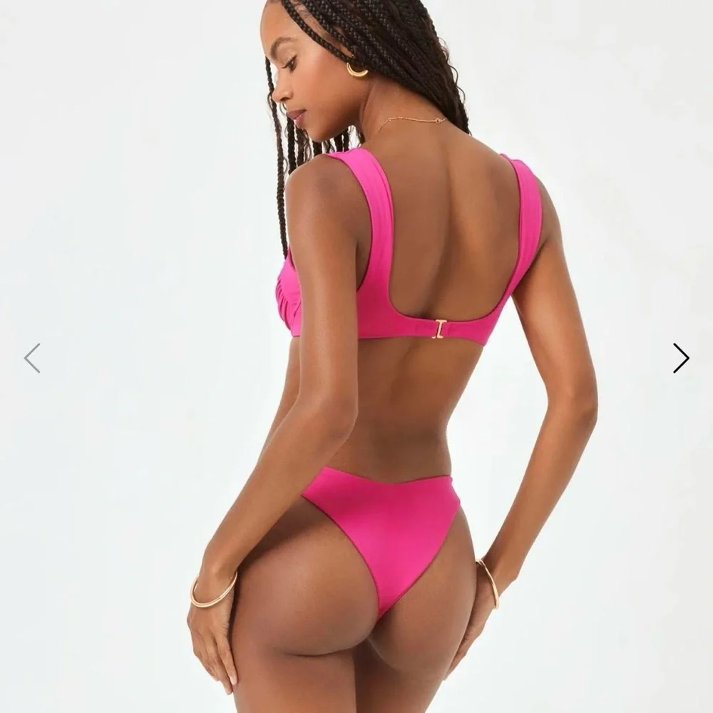 NWOT L*space hot pink Bougainvillea Cabana bikini bottom S